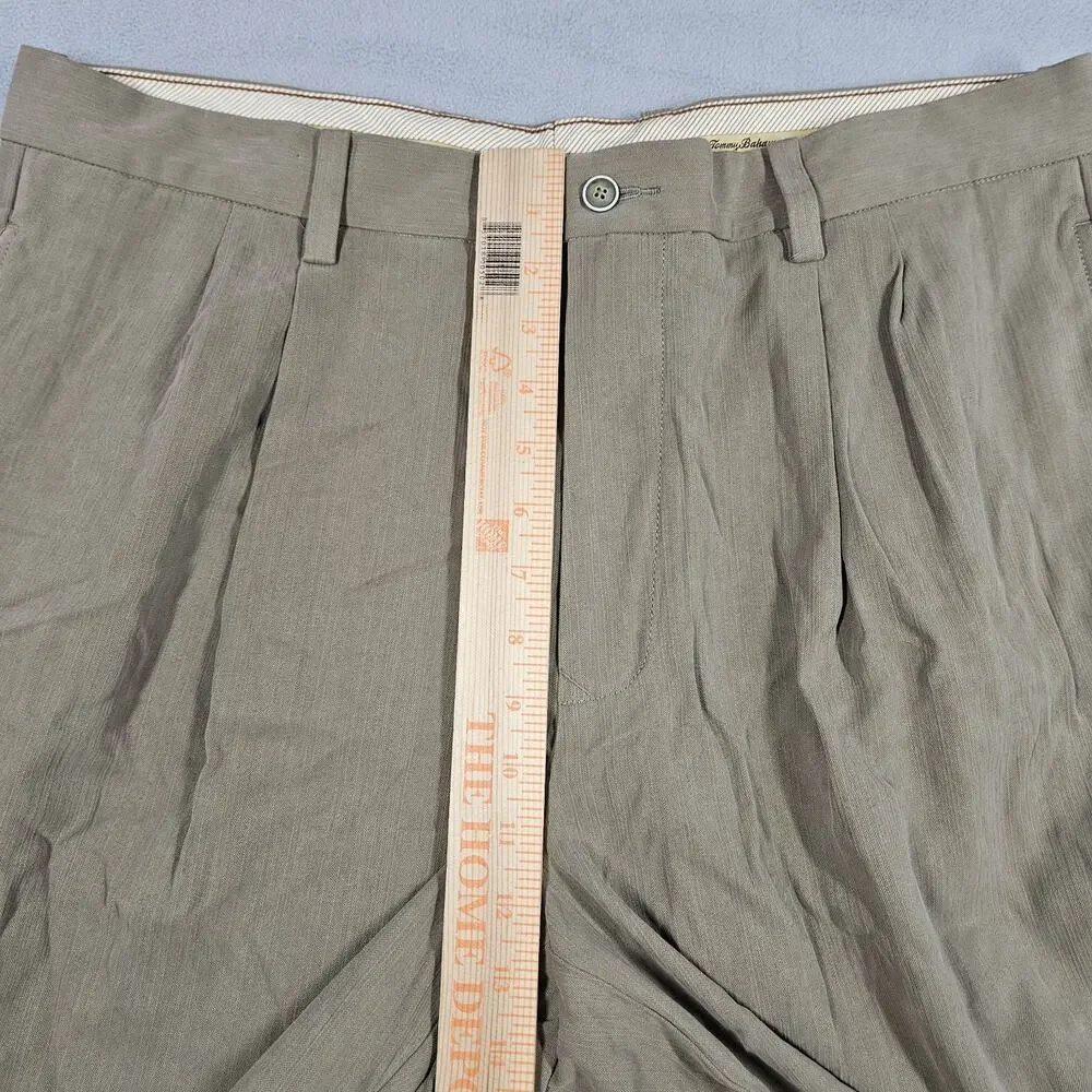 Tommy‎ Bahama Pants Mens 36x32 Silk Rayon Pleated Grayston Caribou Brown NWT